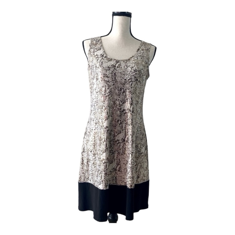 Prelude Shimmery Glitzy Dress. Brown/cream. Sz M.
